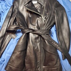 Pelle Studio Black Leather Belted Jacket